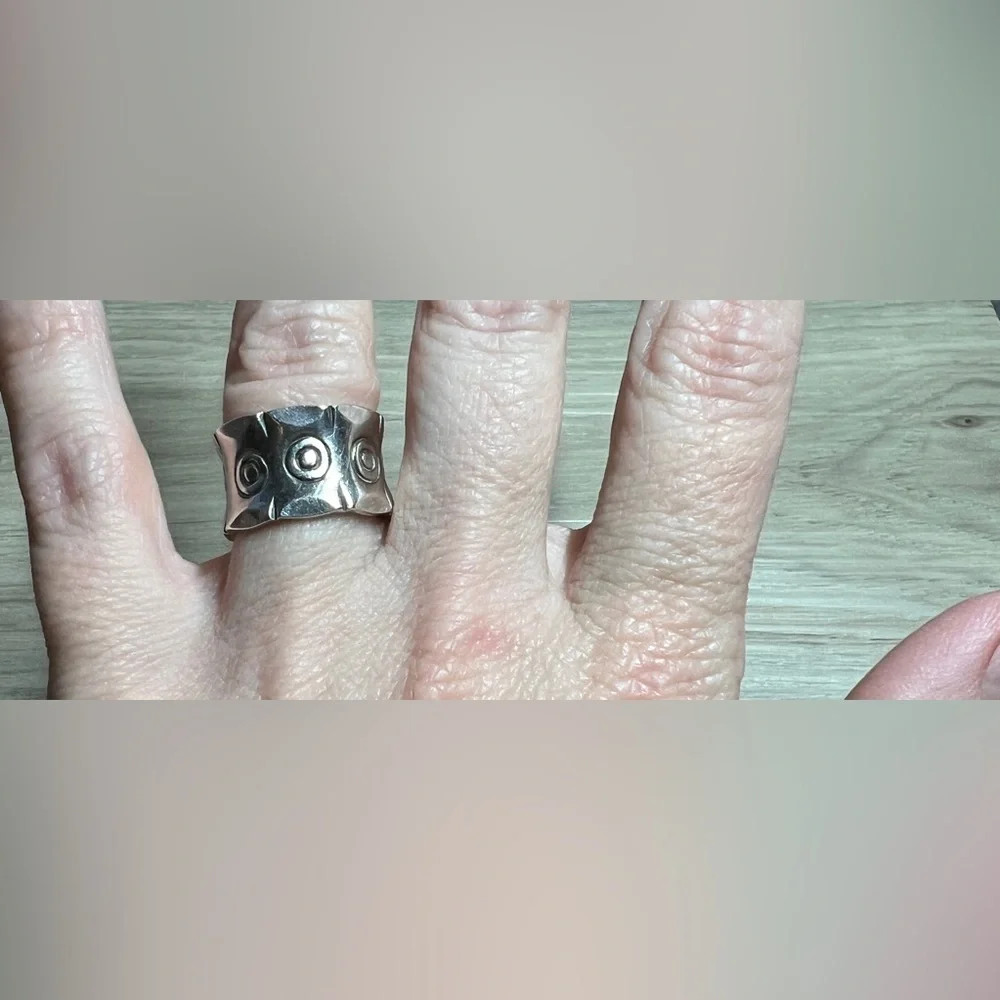 Vintage Handmade Sterling Silver Abstract Geometric Eternity Band Ring, Size 6